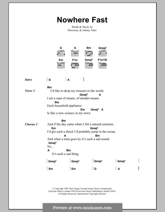 Nowhere Fast (The Smiths): Text und Akkorde by Morrissey, Johnny Marr