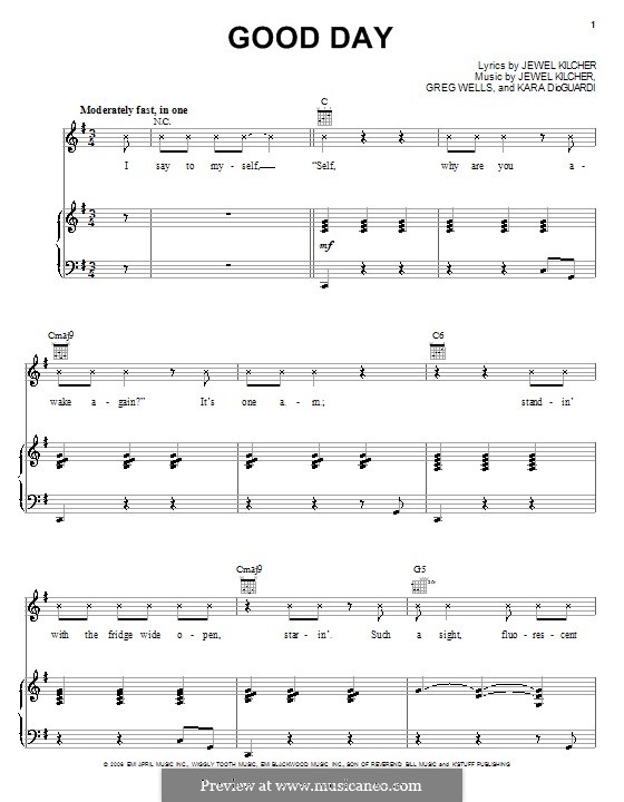 Good Day (Jewel): Für Stimme und Klavier (oder Gitarre) by Greg Wells, Jewel Kilcher, Kara DioGuardi