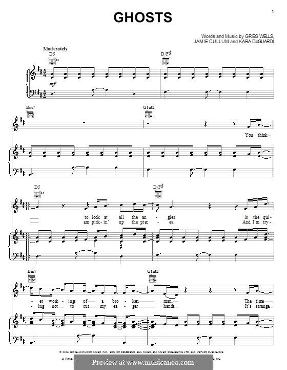 Ghosts (Nick Lachey): Für Stimme und Klavier (oder Gitarre) by Greg Wells, Kara DioGuardi
