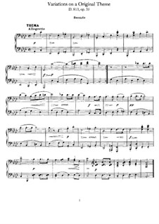 Acht Variationen auf ein Original Thema (für Klavier zu vier Händen), D.813