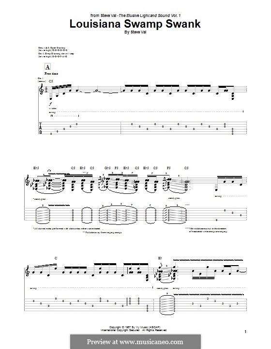 Louisiana Swamp Swank: Für Gitarre mit Tabulatur by Steve Vai