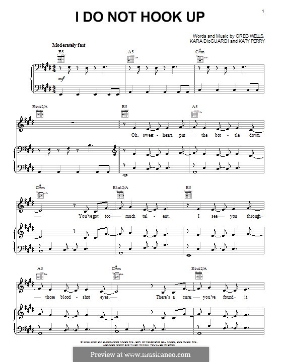 I Do Not Hook Up (Kelly Clarkson): Für Stimme und Klavier (oder Gitarre) by Greg Wells, Katy Perry