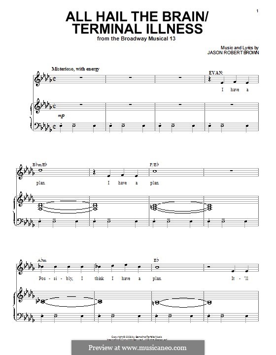 All Hail the Brain / Terminal Illness: Für Stimme und Klavier (oder Gitarre) by Jason Robert Brown