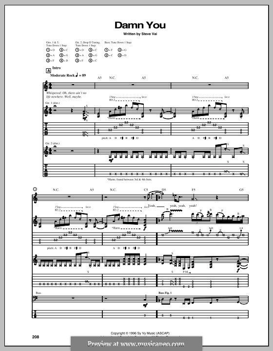 Damn You: Für Gitarre mit Tabulatur by Steve Vai