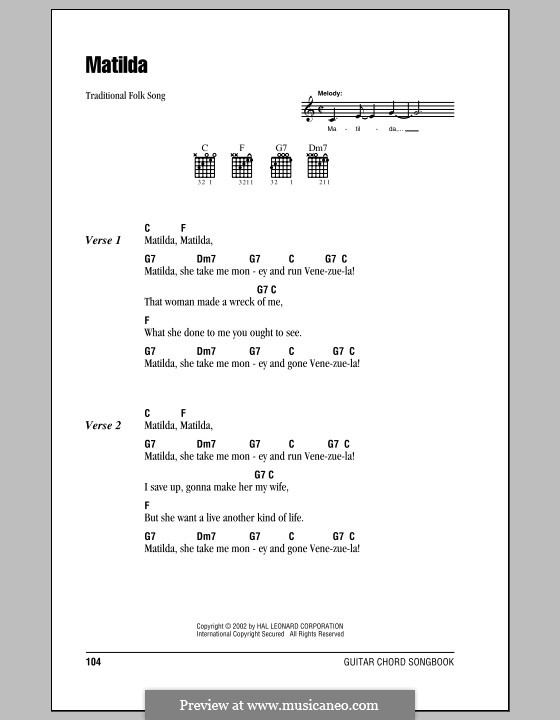 Matilda: Text und Akkorde by folklore