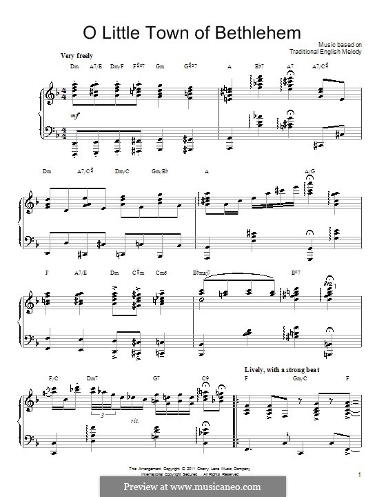 O Little Town of Bethlehem: Für Klavier by folklore