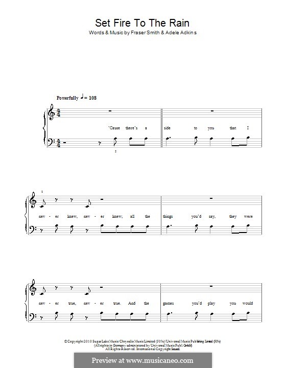 Set Fire to the Rain von Adele, F.T. Smith - Noten auf MusicaNeo