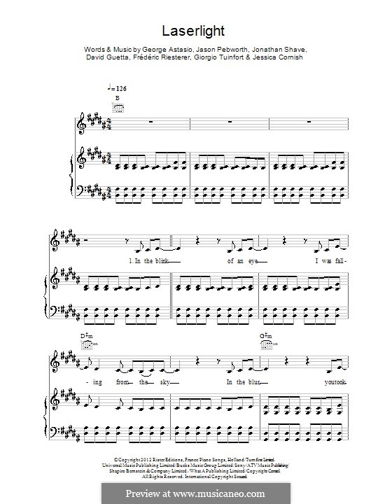 Laserlight (Jessie J): Für Stimme und Klavier (oder Gitarre) by David Guetta, George Astasio, Giorgio Tuinfort, Jason Pebworth, Jessica Cornish, Jonathan Shave