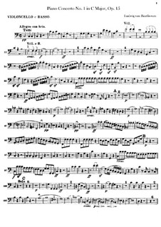 Klavierkonzert No.1 in C-dur (Cellostimme und Kontrabaß-Stimme), Op.15