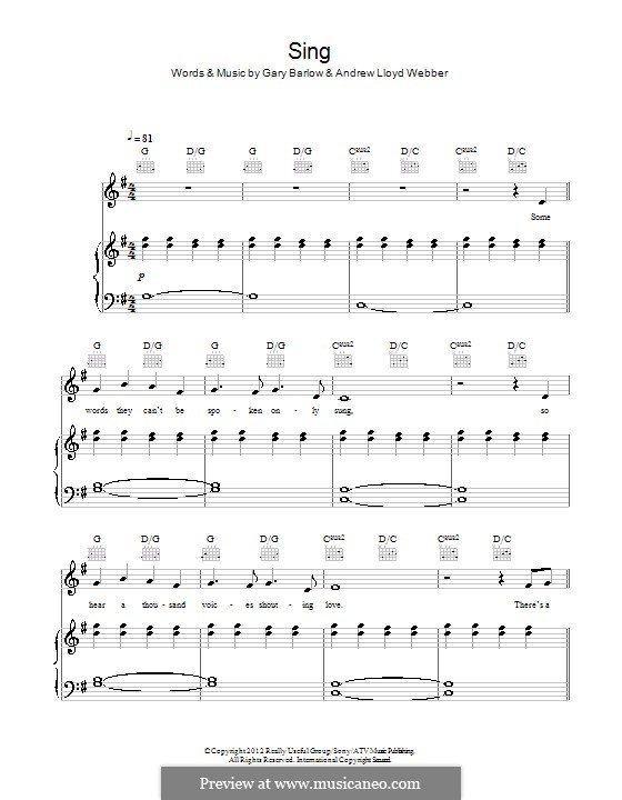 Sing: Für Stimme und Klavier (oder Gitarre) by Andrew Lloyd Webber, Gary Barlow