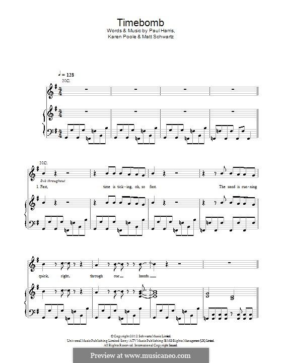 Timebomb (Kylie): Für Stimme und Klavier (oder Gitarre) by Karen Poole, Paul Harris, Matt Schwartz
