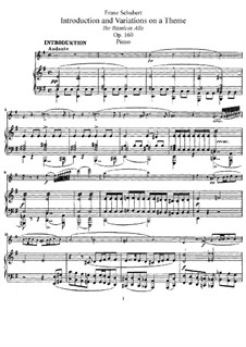 Introduktion und Variationen über 'Trockne Blumen' für Flöte und Klavier, D.802 Op.160: Partitur, Solo Stimme by Franz Schubert