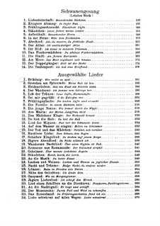 Schwanengesang für tiefe Stimme und Klavier, D.957