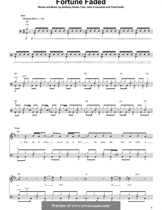 Fortune Faded Red Hot Chili Peppers Von Flea A Kiedis C Smith J Frusciante Auf MusicaNeo