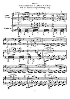 Fantasie und Sonate in c-moll für Klavier (Bearbeitung für zwei Klaviere, vierhändig), K.457