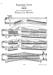 Grosse Etüde No.1 nach Paganini (Bearbeitung von Busoni), S.141 No.1 (BV B 75)