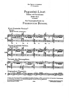 Grosse Etüde No.6 nach Paganini (Mit Version von Busoni), S.141 No.6 (BV B 67)