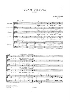 Quam Dilecta für Chor, Orgel und Harfe (Partitur mit Harfestimme), Op.148