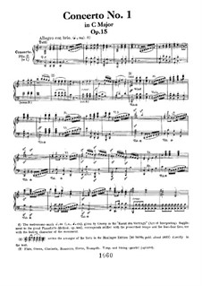 Klavierkonzert Nr.1 in C-dur. Allegro. Bearbeitung für zwei Klaviere, vierhändig, Op.15