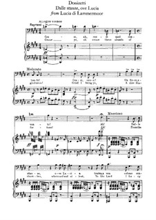 Lucia di Lammermoor. Dalle stanze, ove Lucia. Arrangement for Voice and Piano