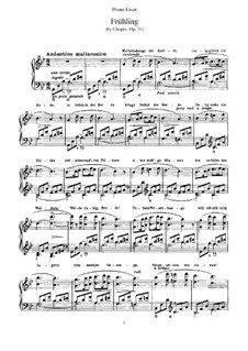 Frühling. Klaviertranskription von einem Thema von Chopin, S.480 No.2