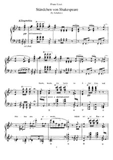 Ständchen von Shakespeare. Klaviertranskription von einem Thema von Schubert, S.558 No.9