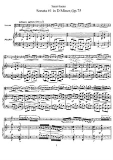 Sonate für Violine und Klavier Nr.1 in g-Moll, Op.75: Partitur, Solostimme by Camille Saint-Saëns