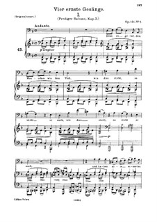 Vier ernste Gesänge. Prediger Salomo, Kap.3 (d-moll), Op.121 No.1