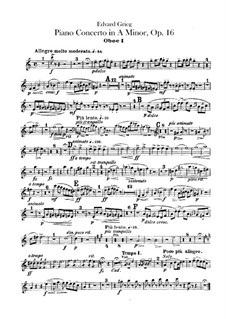 Klavierkonzert in a-Moll – Oboenstimmen, Op.16