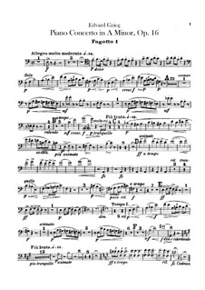 Klavierkonzert in a-Moll – Fagottstimmen, Op.16