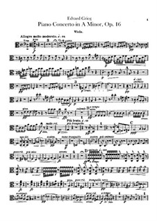 Klavierkonzert in a-Moll – Bratschenstimmen, Op.16