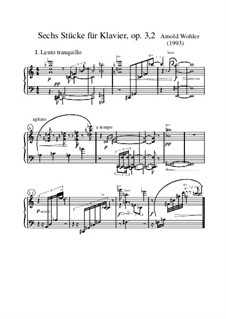 Sechs Stücke für Klavier, Op.3/2: Sechs Stücke für Klavier by Dr. Arnold Wohler