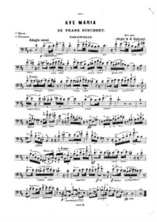 Ave Maria, für Violine (oder Flöte, oder Cello) und Klavier – Cellostimme, Op.52 No.6