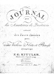 Ausgewählte Stücke verschiedener Komponisten, für zwei Violinen, Flöte und Cello. Heft III: Ausgewählte Stücke verschiedener Komponisten, für zwei Violinen, Flöte und Cello. Heft III by Claus Schall