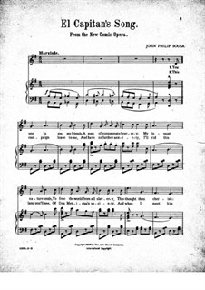 El Capitan. El Capitan's Song, for Voice and Piano