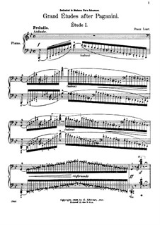 Grosse Etüde Nr.1 nach Paganini für Klavier, S.141