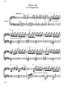 Grosse Etüde Nr.3 nach Paganini 'La Campanella' für Klavier, S.141