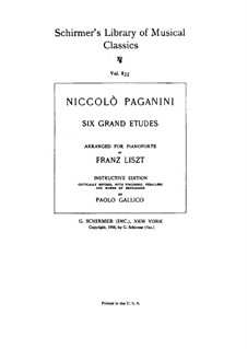 Sechs Grosse Etüden nach Paganini für Klavier, S.141