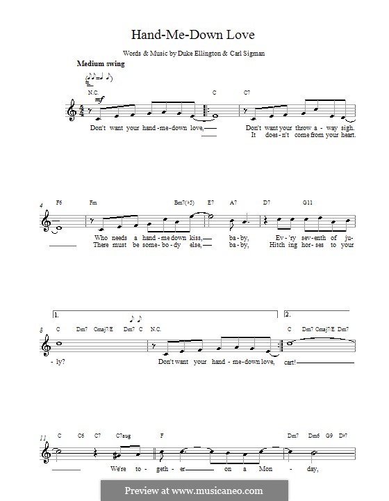 Hand Me Down: Melodie, Text und Akkorde by Duke Ellington