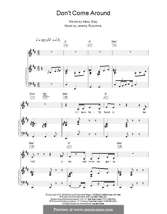 Don't Come Around: Für Stimme und Klavier (oder Gitarre) by Jeremy Ruzumna