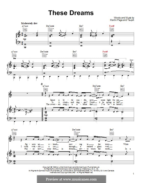 These Dreams (Heart): Für Stimme und Klavier (oder Gitarre) by Martin George Page