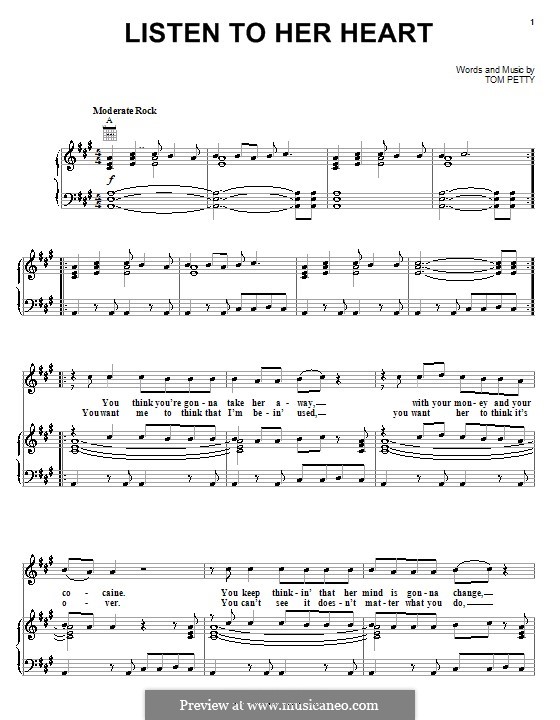 Listen to Her Heart: Für Stimme und Klavier (oder Gitarre) by Tom Petty
