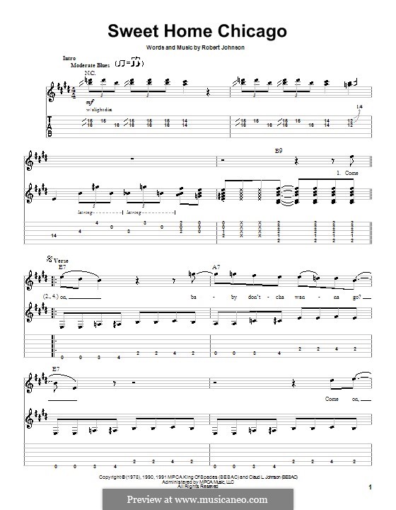 Sweet Home Chicago (Eric Clapton) von R.L. Johnson Noten auf MusicaNeo