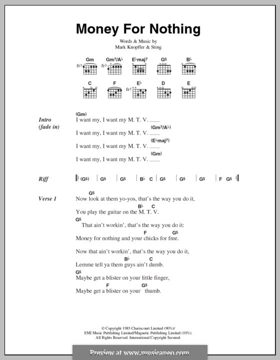 Money for Nothing por Sting, M. Knopfler Partituras on músicaNeo