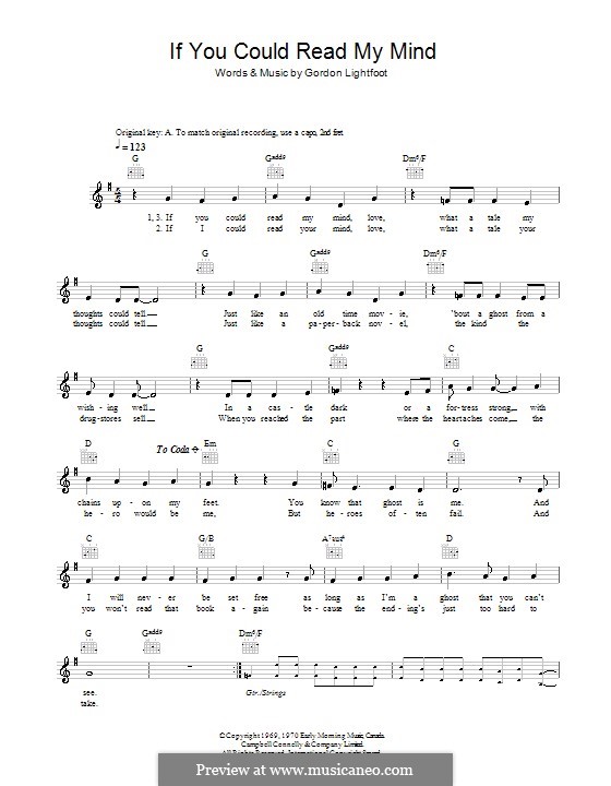If You Could Read My Mind por G. Lightfoot Partituras on músicaNeo If You Could Read My Mind por G. Lightfoot Partituras on músicaNeo