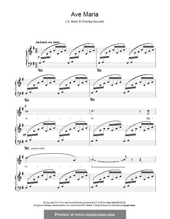 Ave Maria (Printable Sheet Music) por J.S. Bach, C. Gounod em músicaNeo