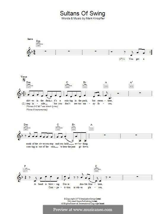Sultans Of Swing Dire Straits Letra