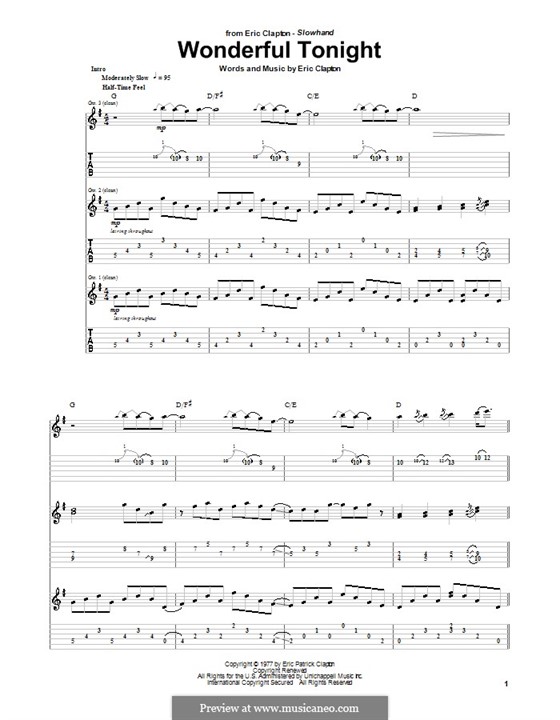 Wonderful Tonight por E. Clapton Partituras