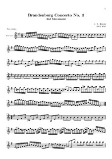 Бранденбургский концерт No.3 соль мажор. Часть III – Партия первой скрипки, BWV 1048