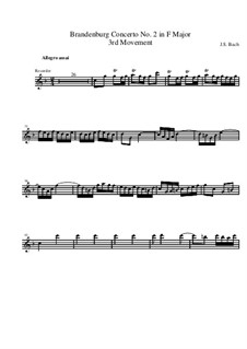 Бранденбургский концерт No.2 фа мажор. Часть III – Партия флейты, BWV 1047